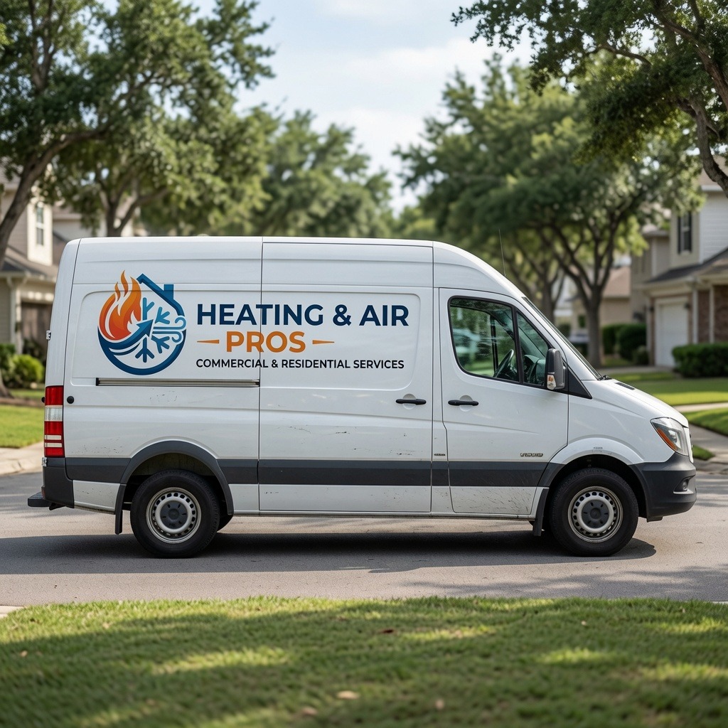 Local heating and air service van serving Eloy